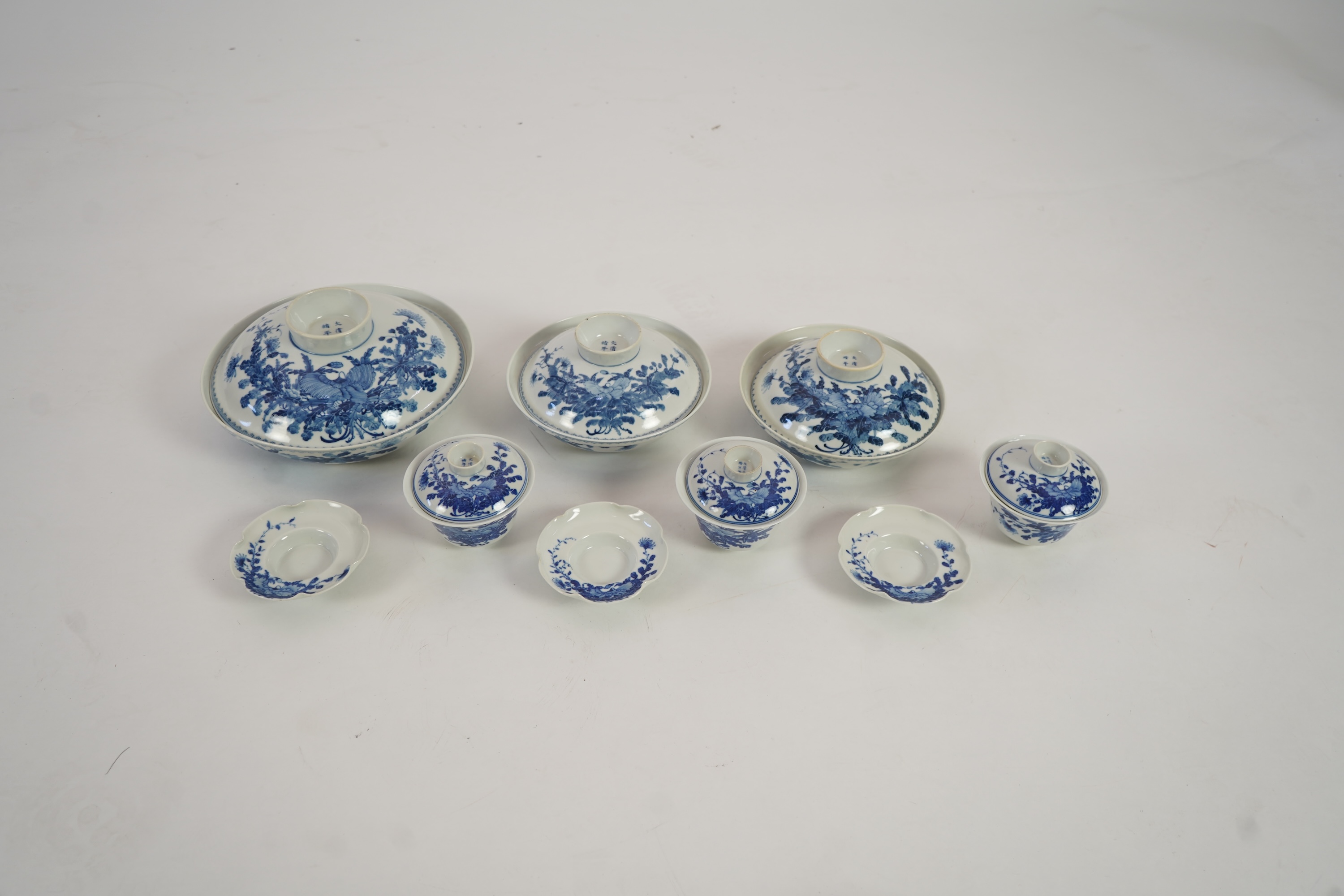 A Chinese blue and white table service, Guangxu mark and of the period (1875-1908)
